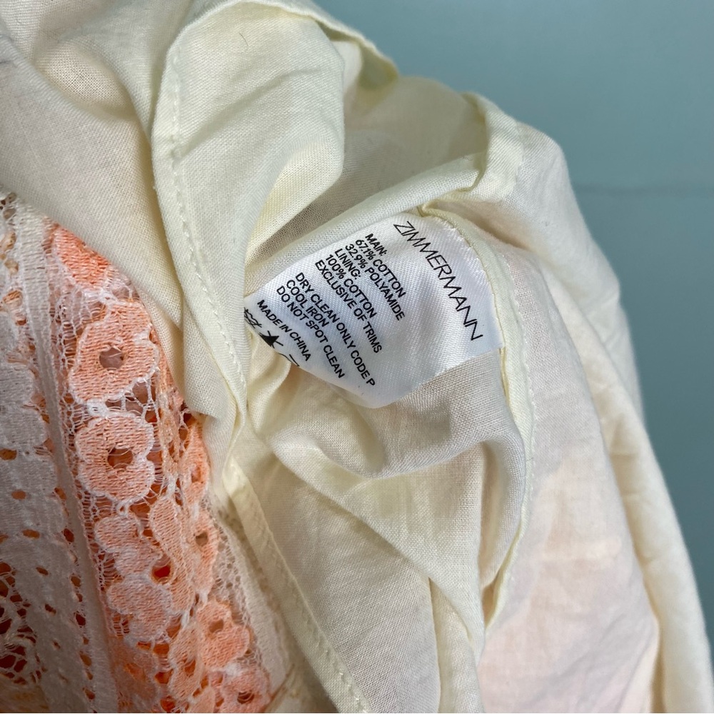 Zimmermann Jude Orange Tiered Lace‎ Floral Maxi Sun Dress Size 10 - Picture 8 of 8